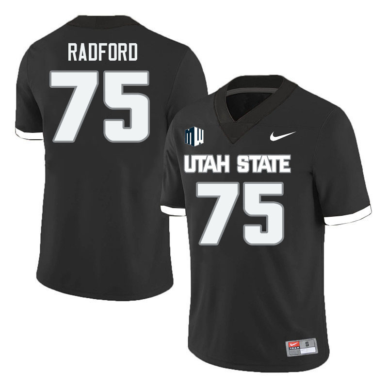 Utah State Aggies #75 Bryce Radford College Football Jerseys Stitched Sale-Black